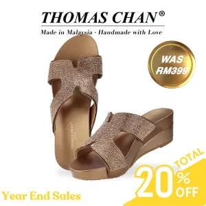 [20% off at cart] H-strap Glamour Stone Low Wedges