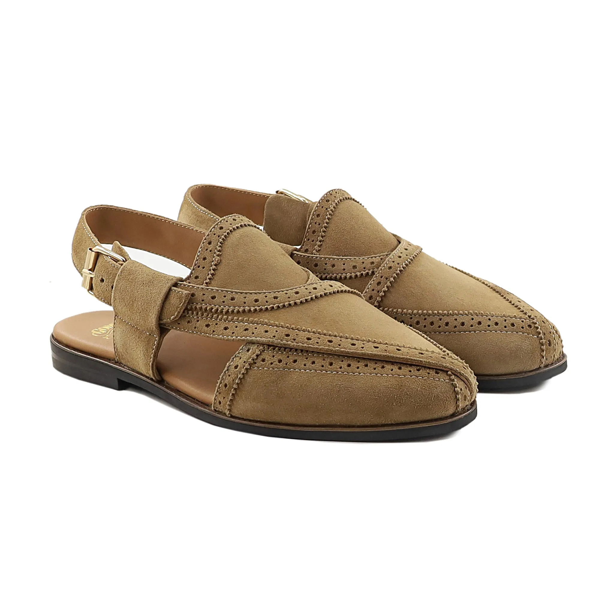 Abbey - Men's Tan Kid Suede Sandal