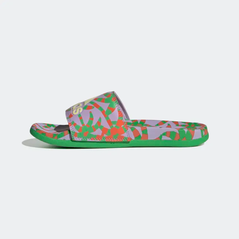 Adidas Women's Adilette Comfort Slides - Purple Glow / Pearl Citrine / Semi Flash Green