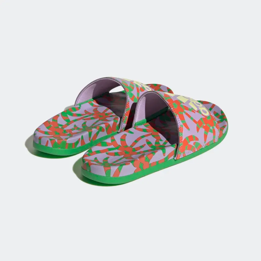 Adidas Women's Adilette Comfort Slides - Purple Glow / Pearl Citrine / Semi Flash Green