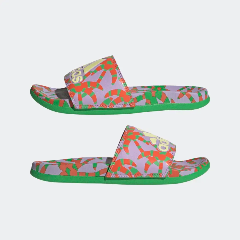 Adidas Women's Adilette Comfort Slides - Purple Glow / Pearl Citrine / Semi Flash Green