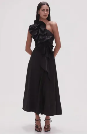 Aje Adelia Ruffle Dress Black