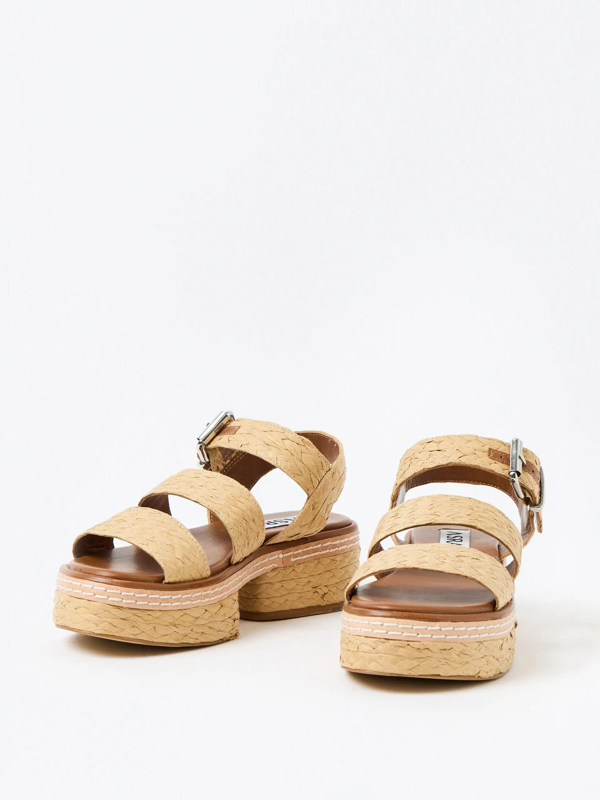 Asra Elijah natural brown raffia platform sandals