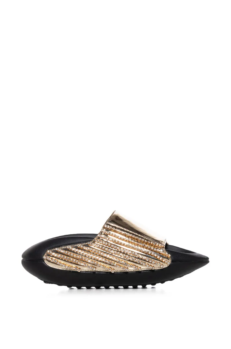 AZALEA WANG BUGGY GOLD METALLIC EMBELLISHED SLIDE