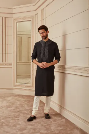 Black Silk Kurta Set