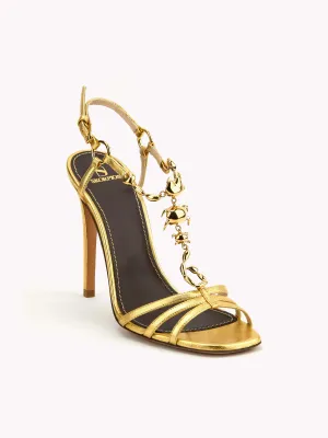 Blake High-heel Metallic Gold Leather Scorpion Sandals