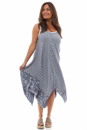 Bliss Daisy Pattern Dress Mid Grey