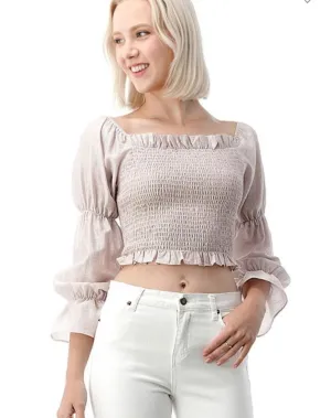 Brick Ivory Smock Crop Top