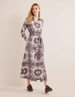 Claudia Maxi Shirt Dress-Ivory, Paradise Paisley