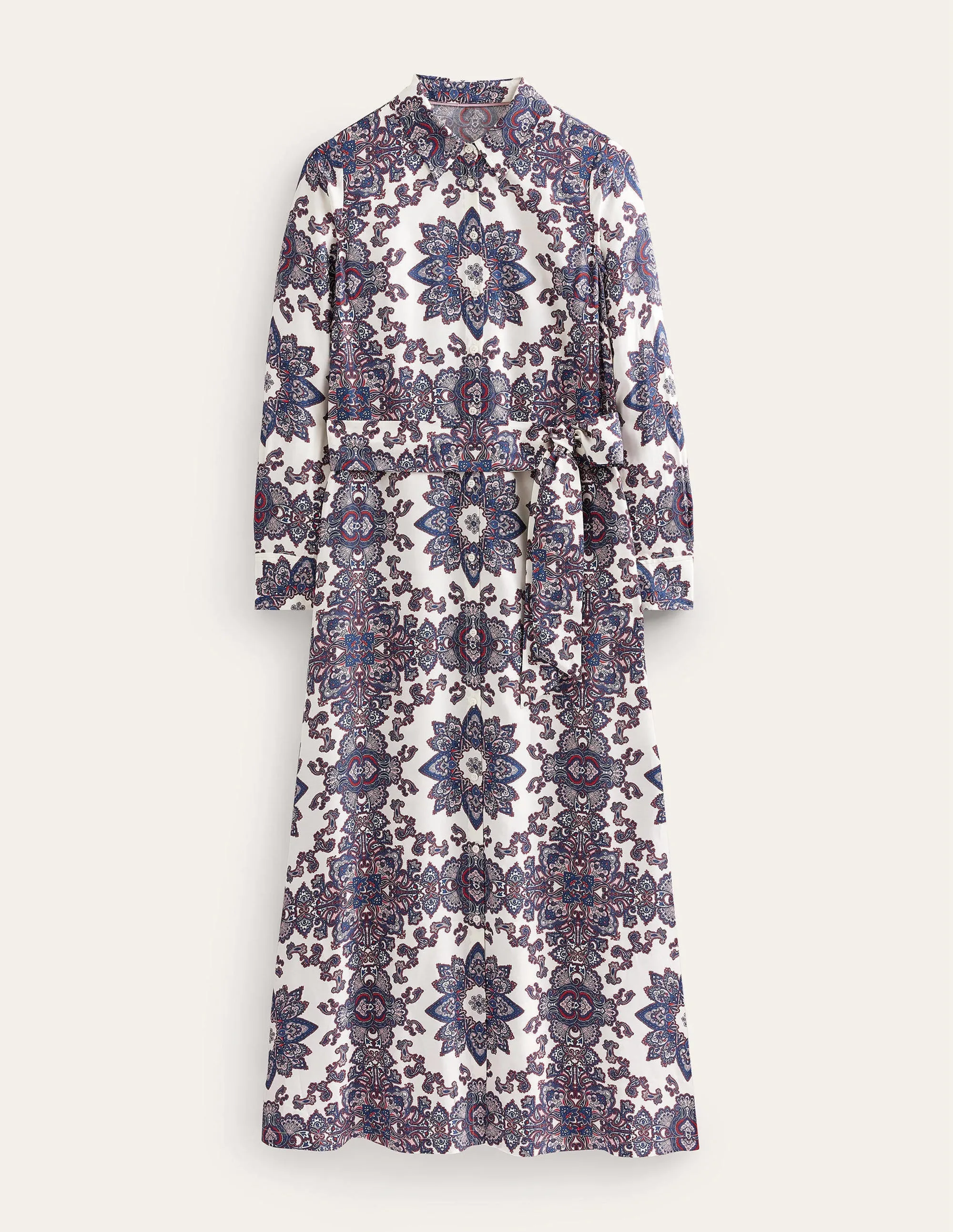 Claudia Maxi Shirt Dress-Ivory, Paradise Paisley