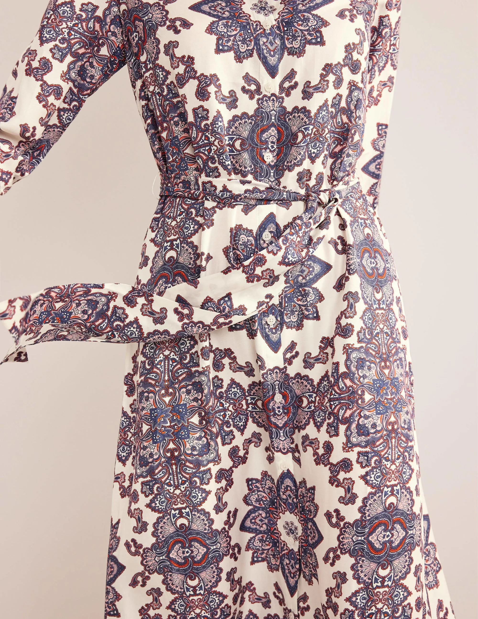 Claudia Maxi Shirt Dress-Ivory, Paradise Paisley