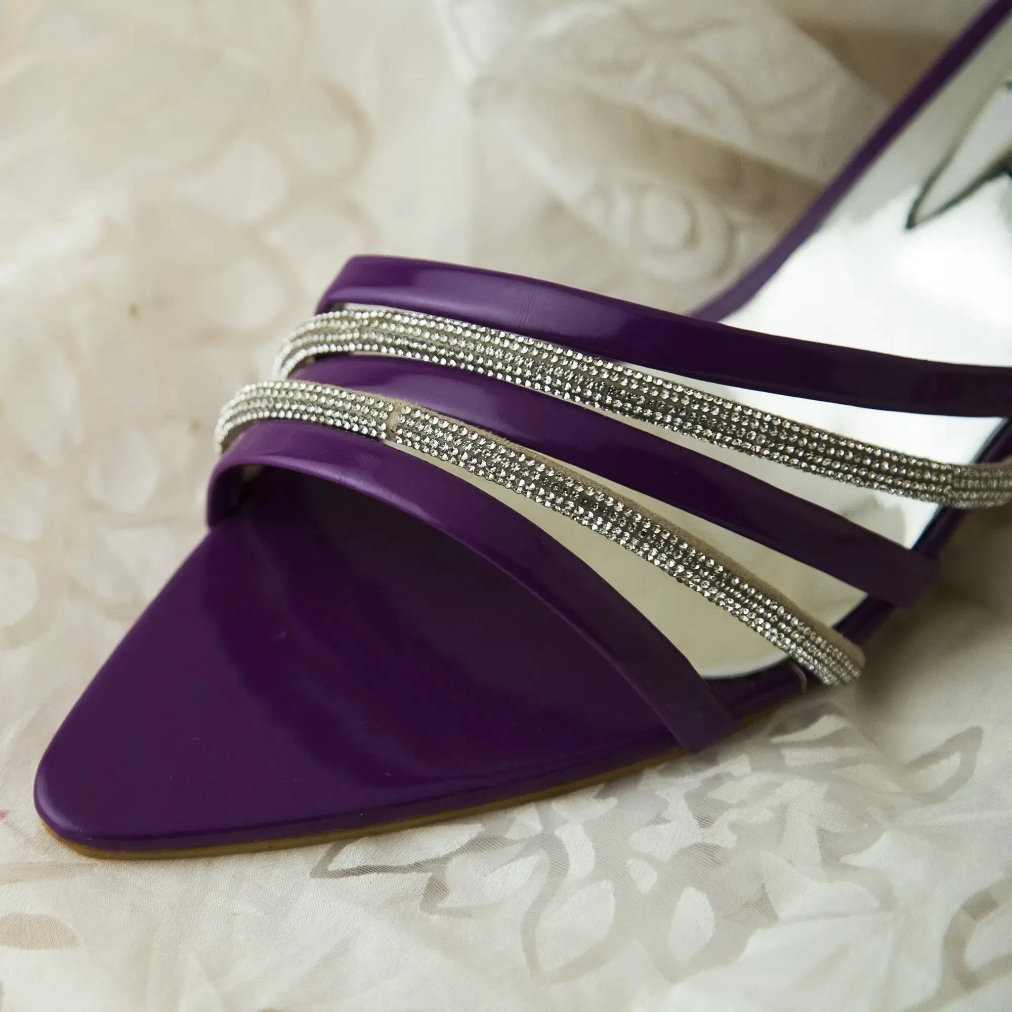 Crystal Strappy Sandals Purple