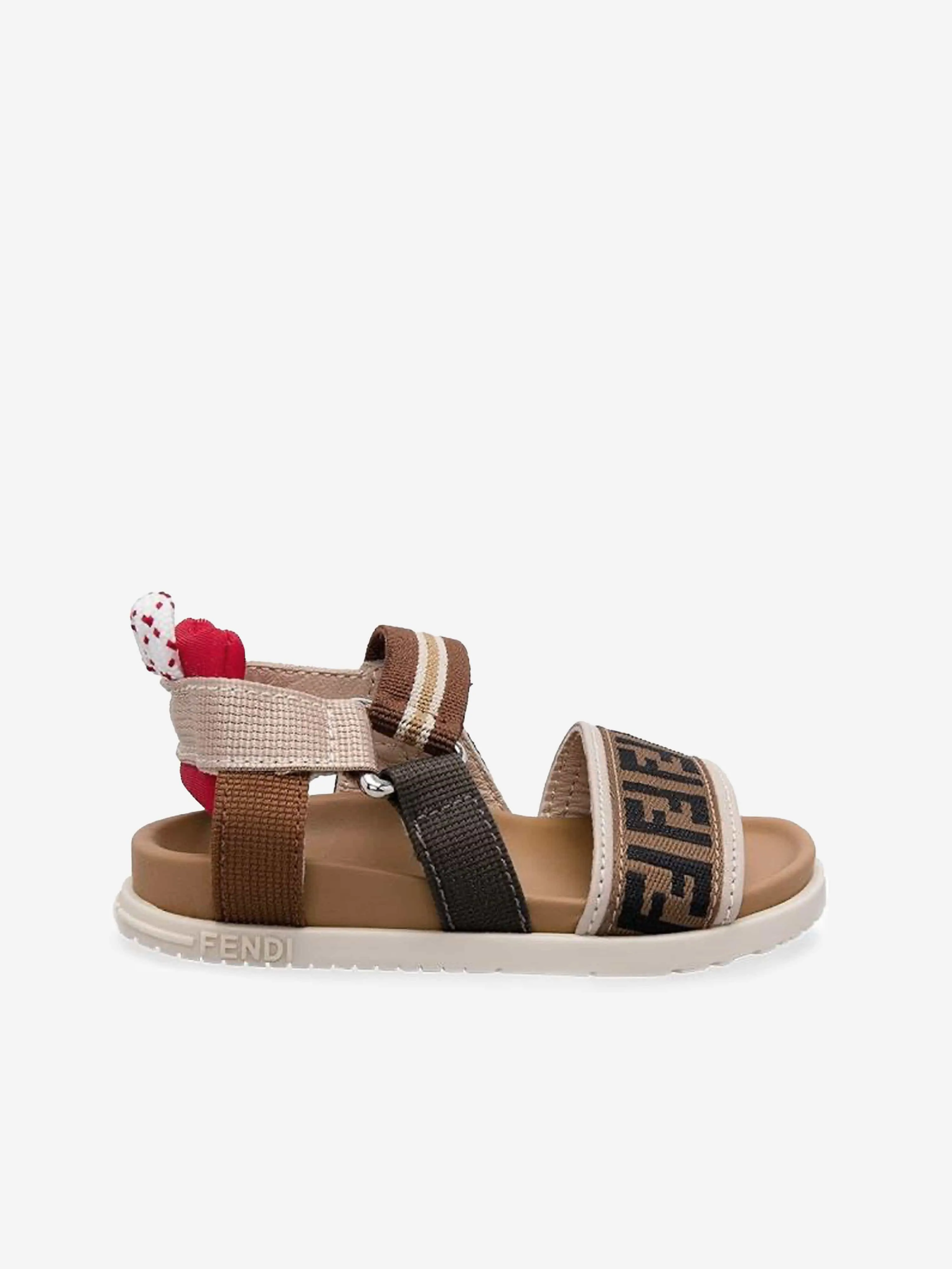 Fendi Kids FF Logo Sandals in Beige