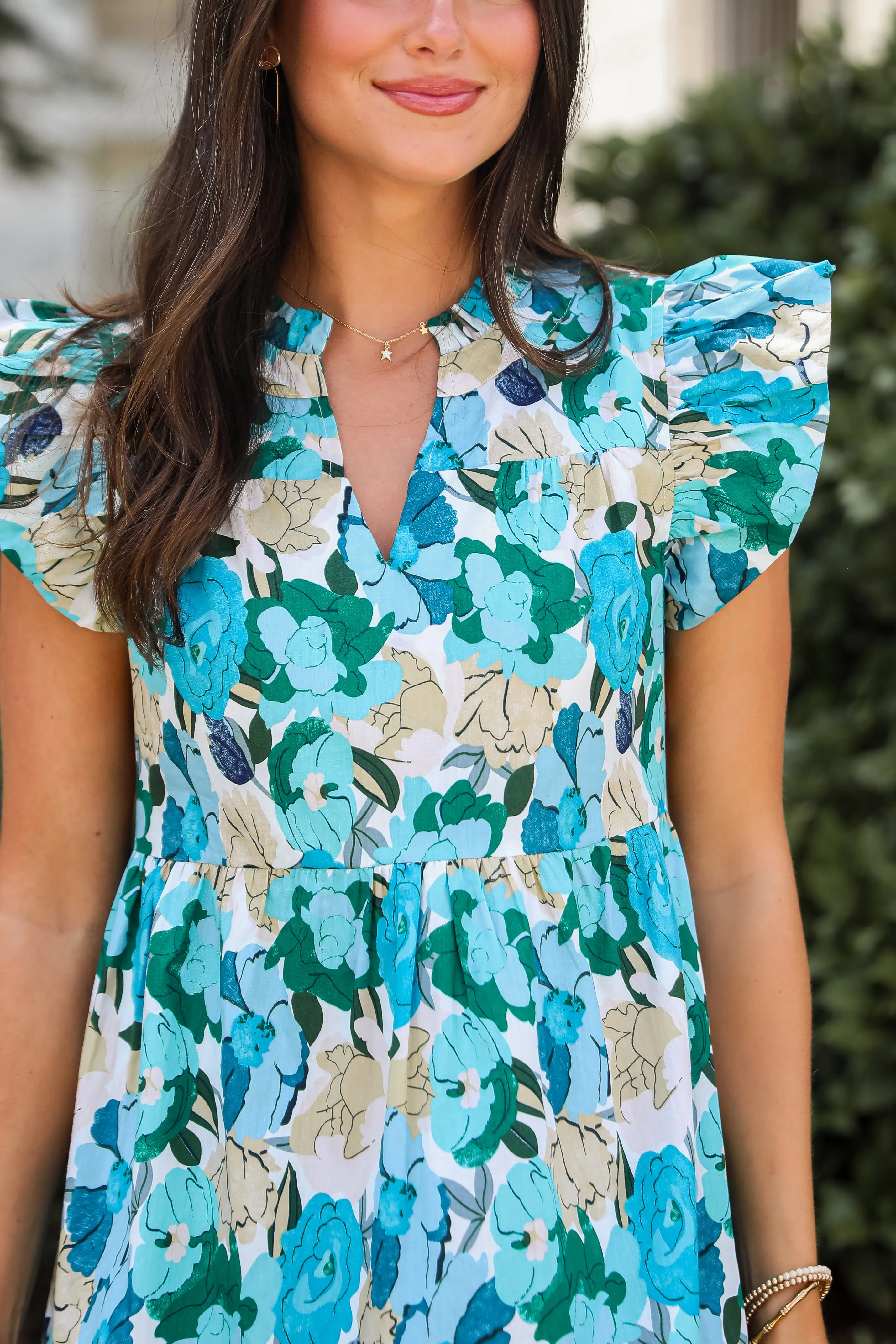 FINAL SALE - Flourishing Confidence Blue Floral Tiered Mini Dress