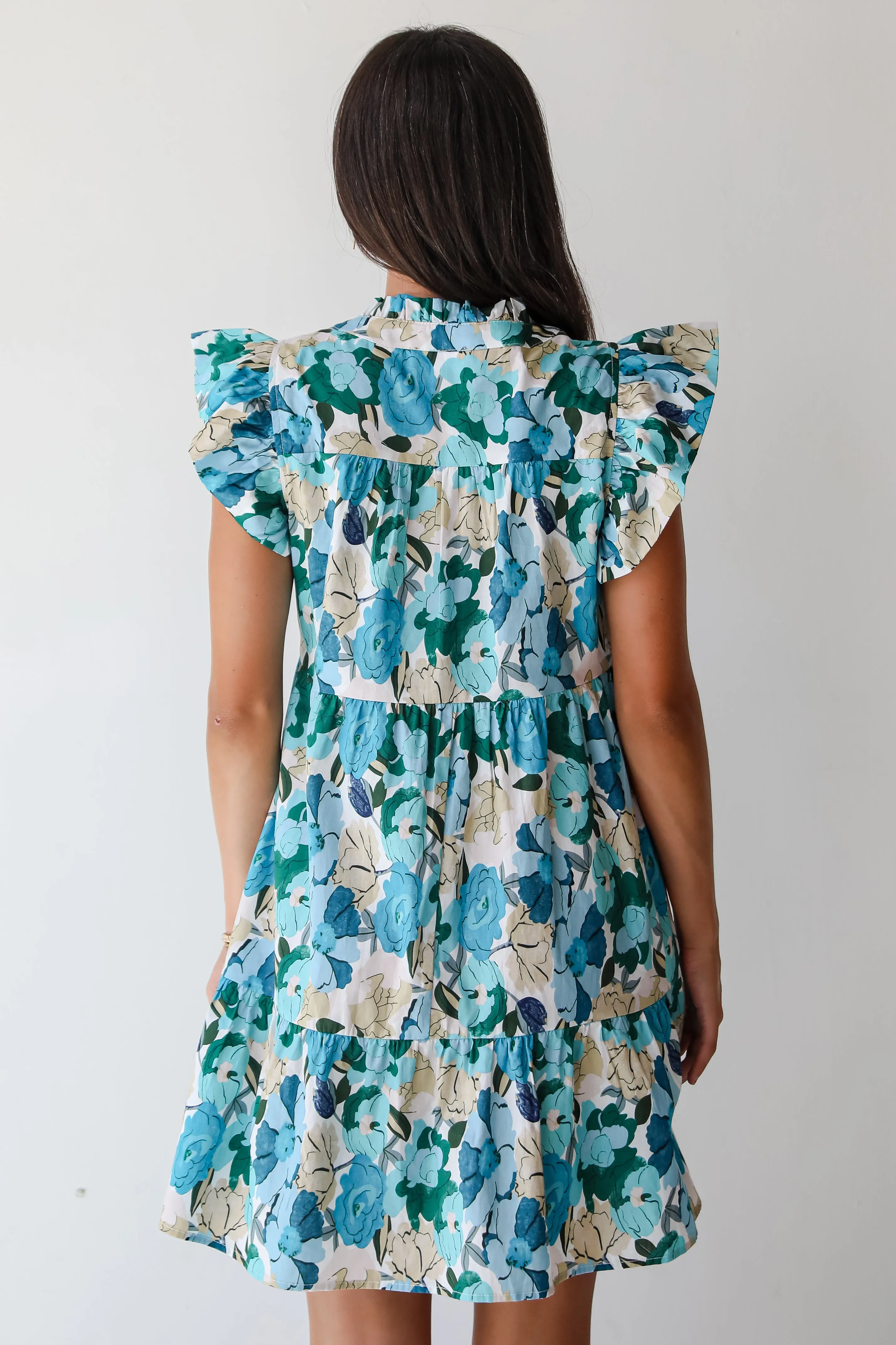 FINAL SALE - Flourishing Confidence Blue Floral Tiered Mini Dress