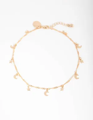 Gold Celestial Charm Anklet