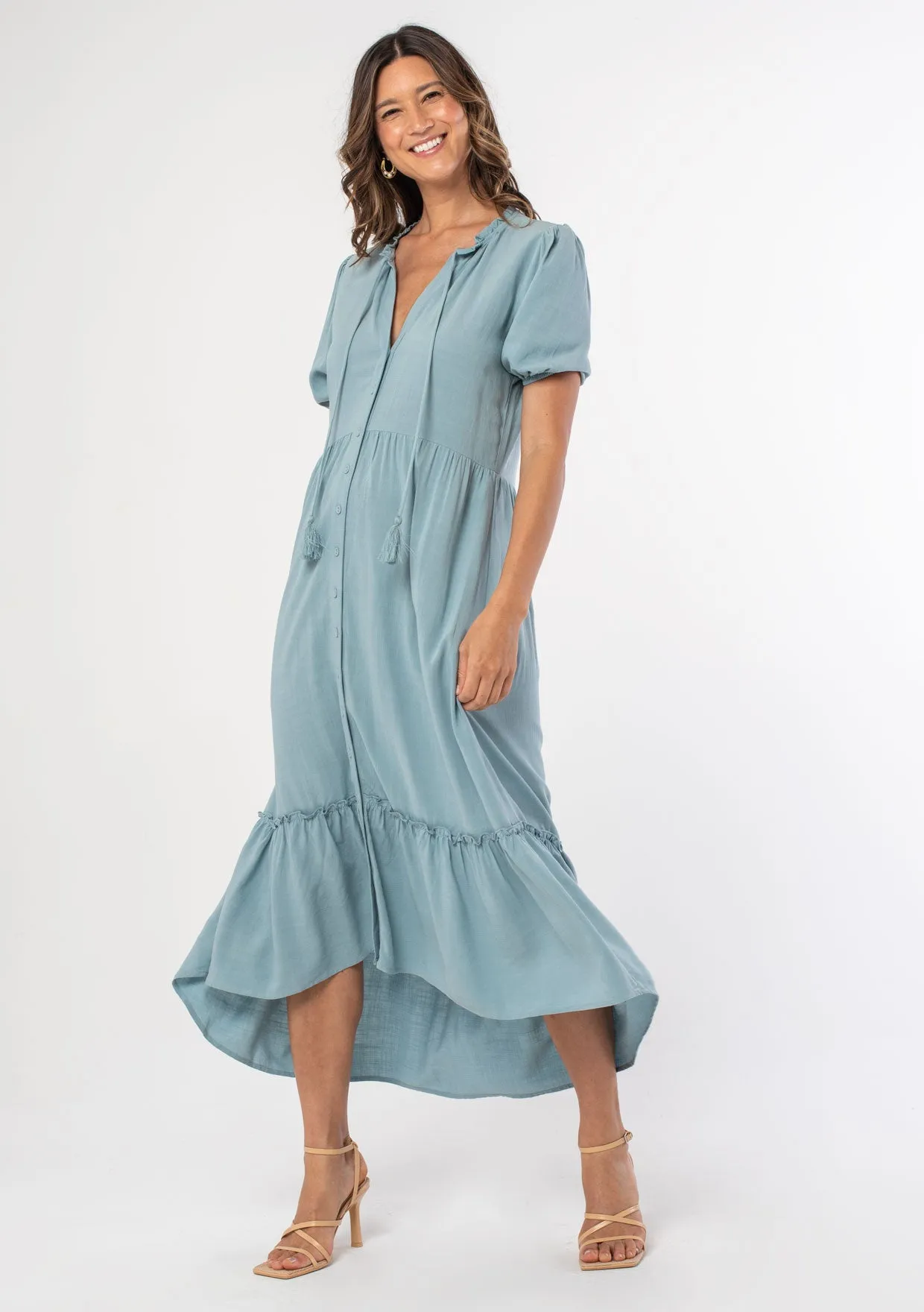 Hannah Button Front Midi Dress