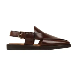 Hisano - Men's Dark Brown Calf Leather Sandal