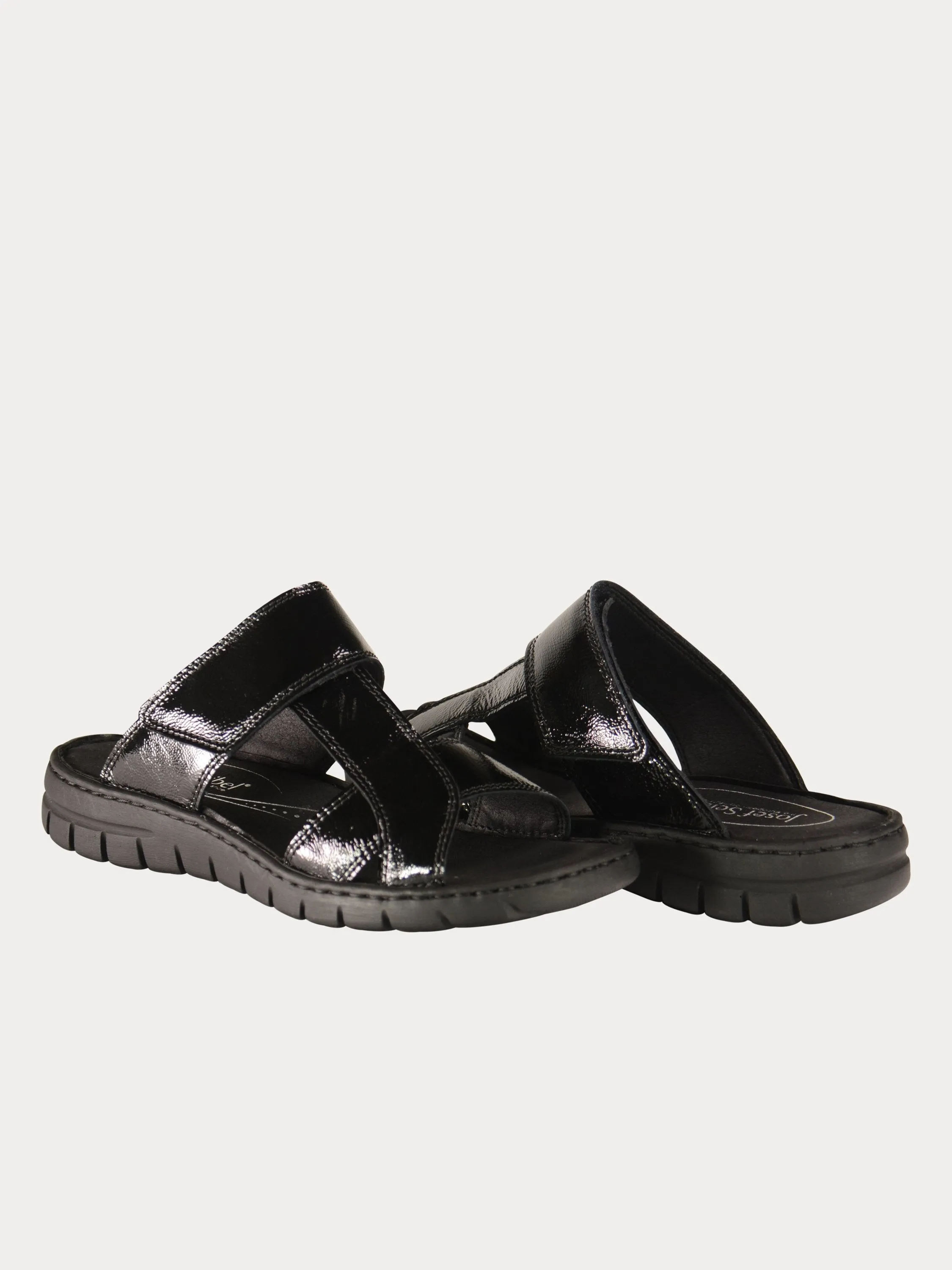 Josef Seibel Women Slider Sandals in Black Leather