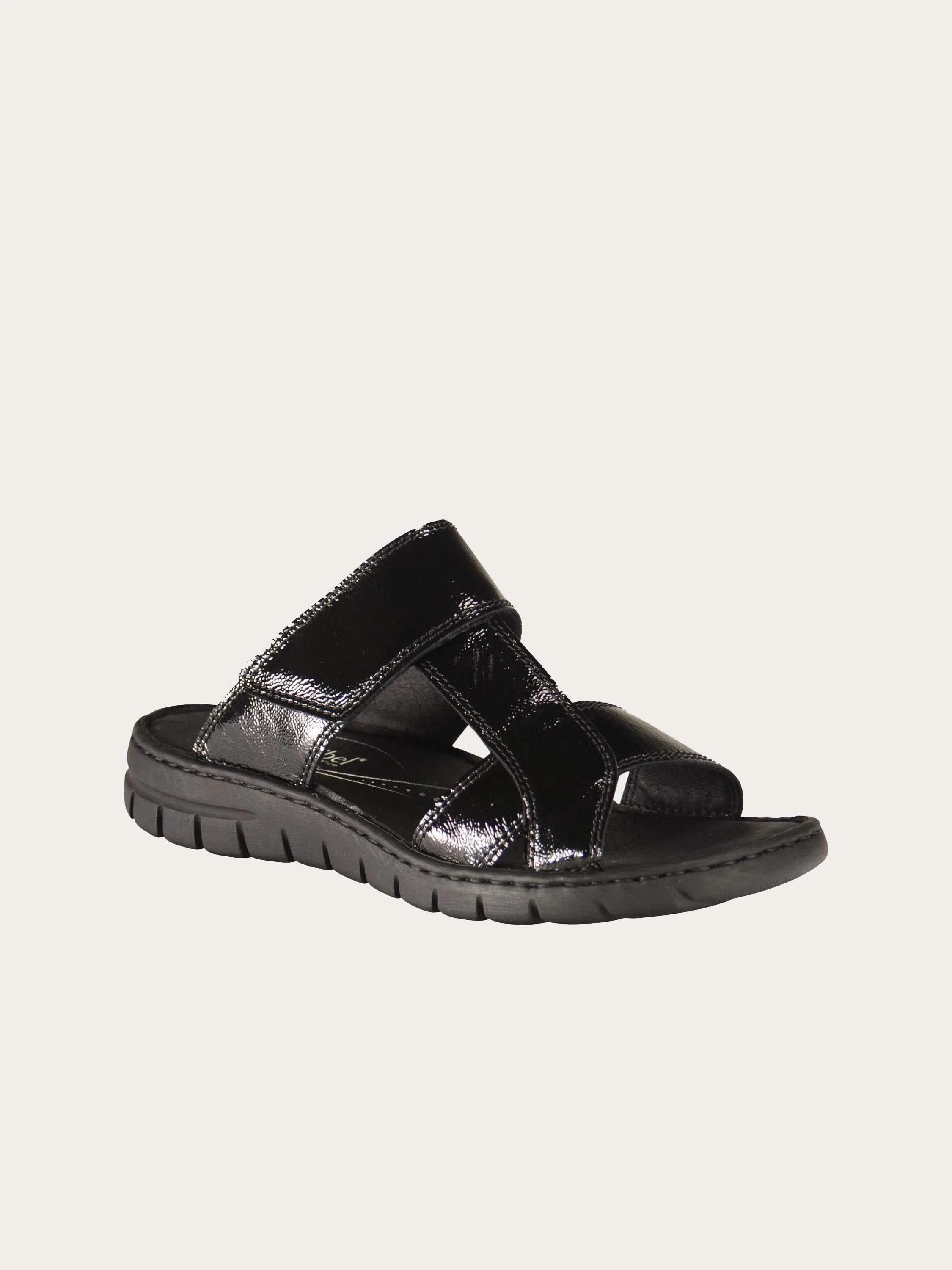 Josef Seibel Women Slider Sandals in Black Leather