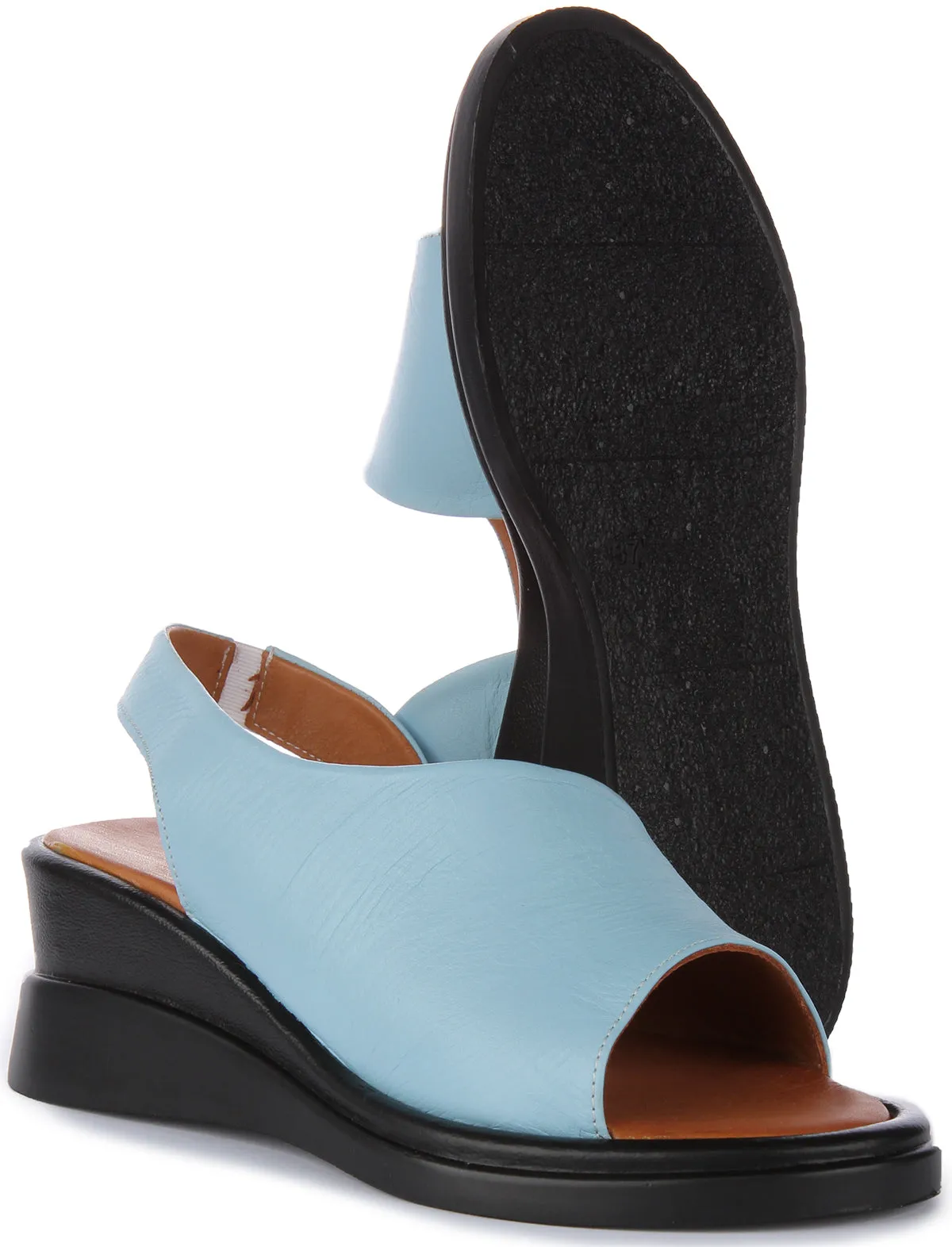 Justinreess England Nessa Wedge Sandal In Blue For Women