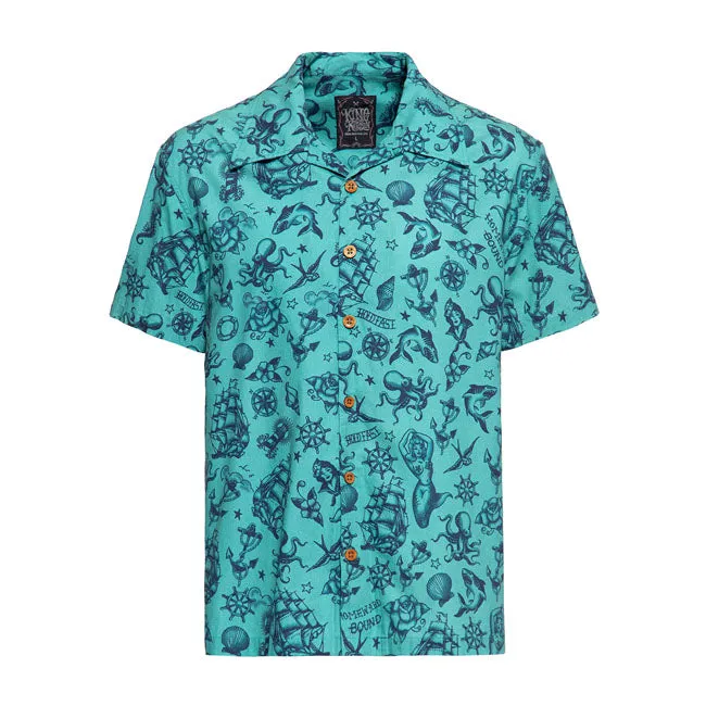 King Kerosin Vintage Tropical Deluxe Shirt Turquoise