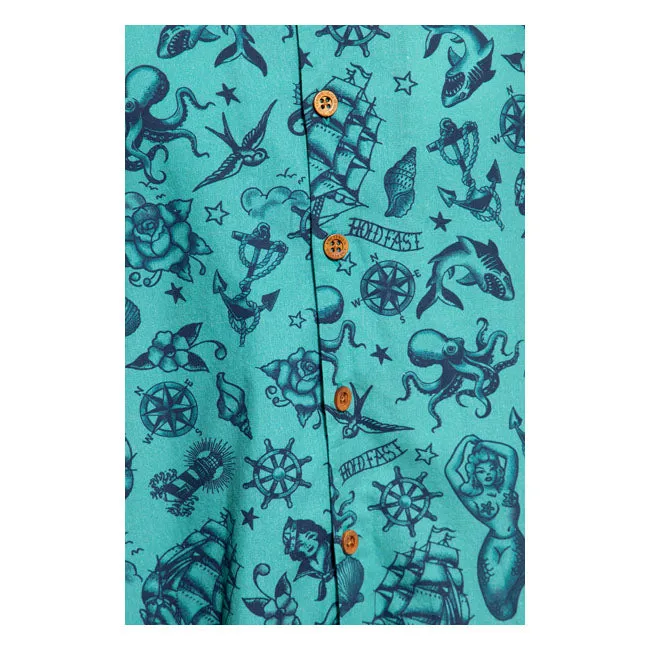 King Kerosin Vintage Tropical Deluxe Shirt Turquoise