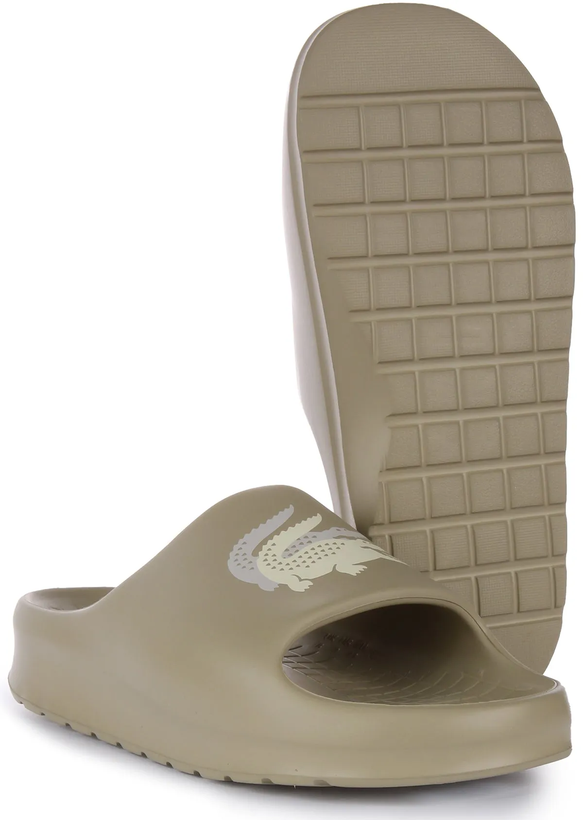 Lacoste Serve Slide 2.0 In Khaki Grey For Women