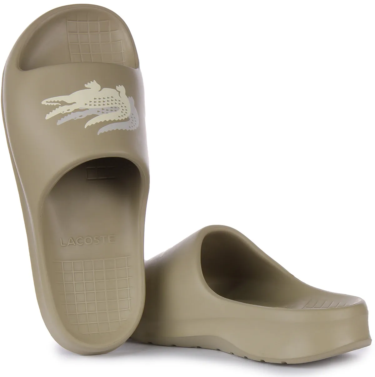 Lacoste Serve Slide 2.0 In Khaki Grey For Women