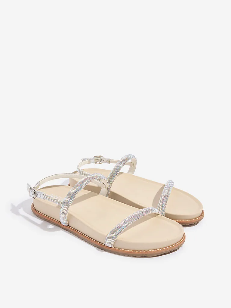 LUNA BLU Ivory Diamante Comfort Sandals