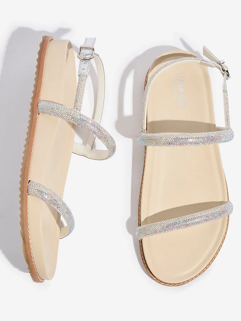 LUNA BLU Ivory Diamante Comfort Sandals