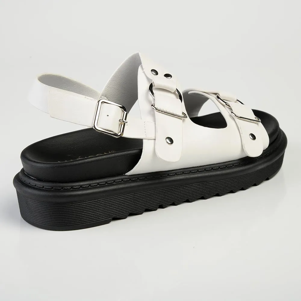 Madison Jagger Double Strap Footbed Sandal - White