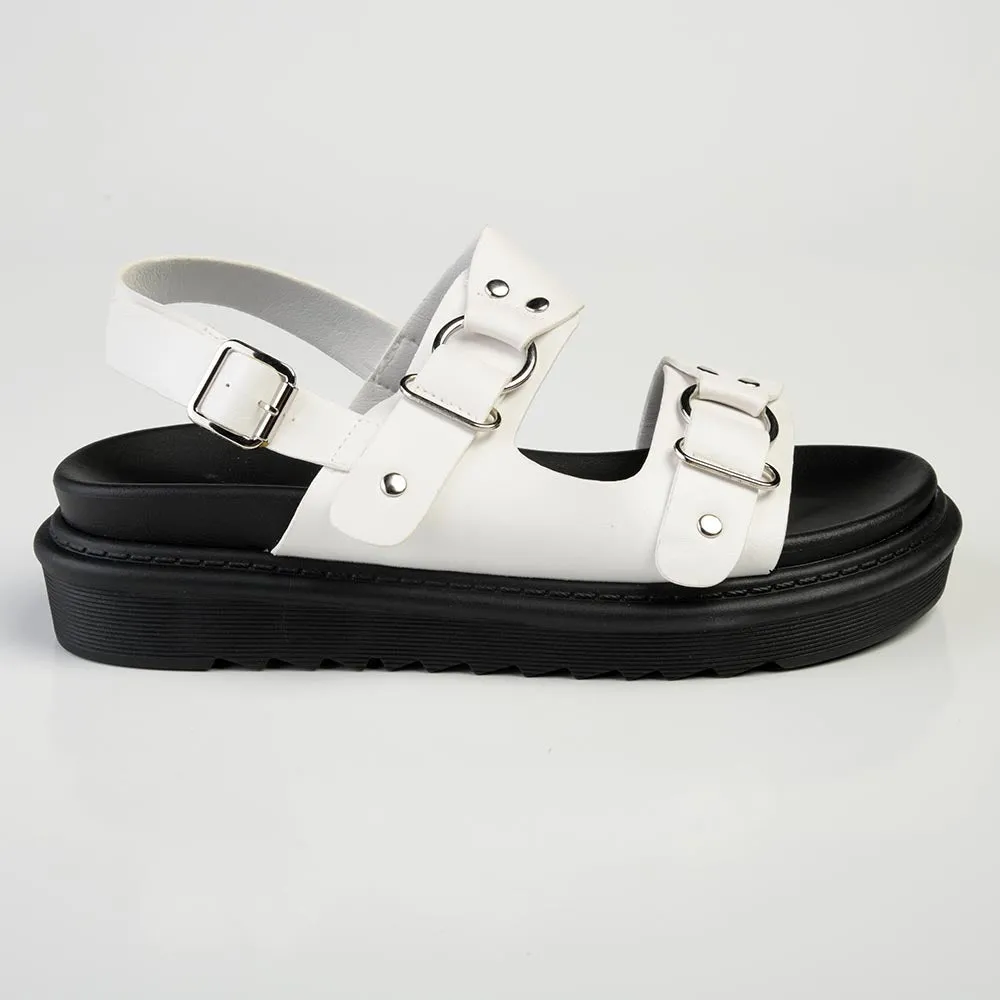 Madison Jagger Double Strap Footbed Sandal - White