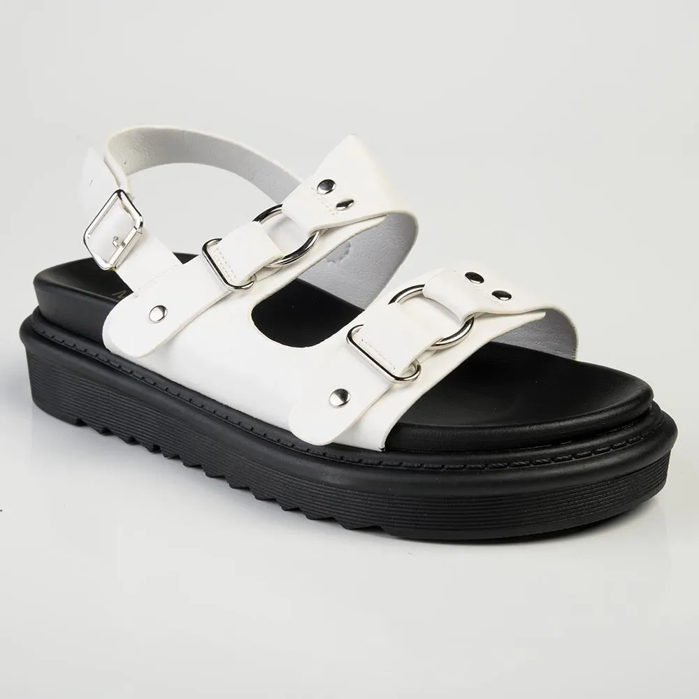 Madison Jagger Double Strap Footbed Sandal - White