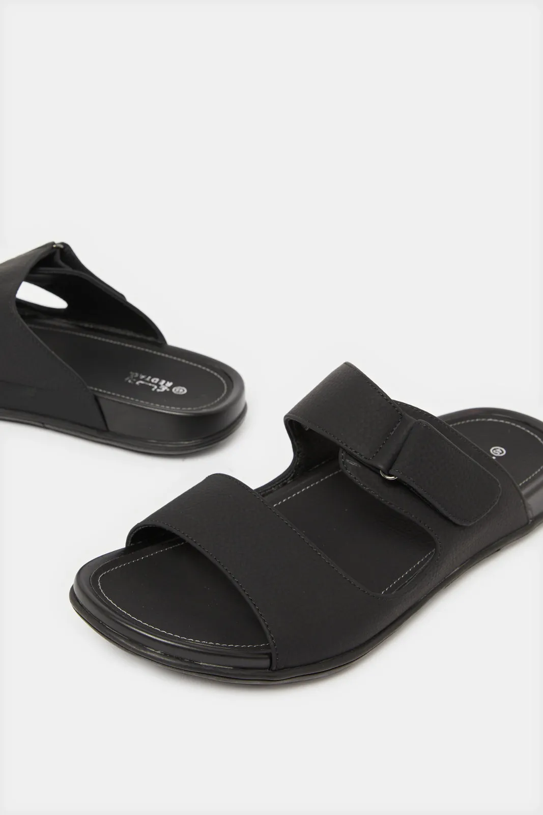 Men Black Velcro Sandals