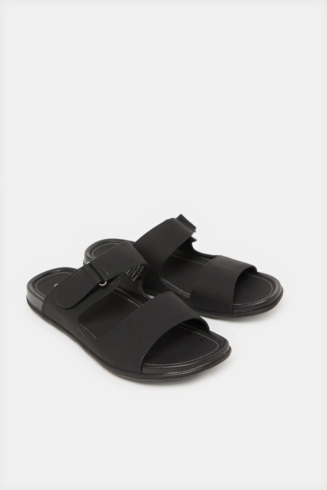 Men Black Velcro Sandals