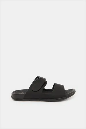 Men Black Velcro Sandals