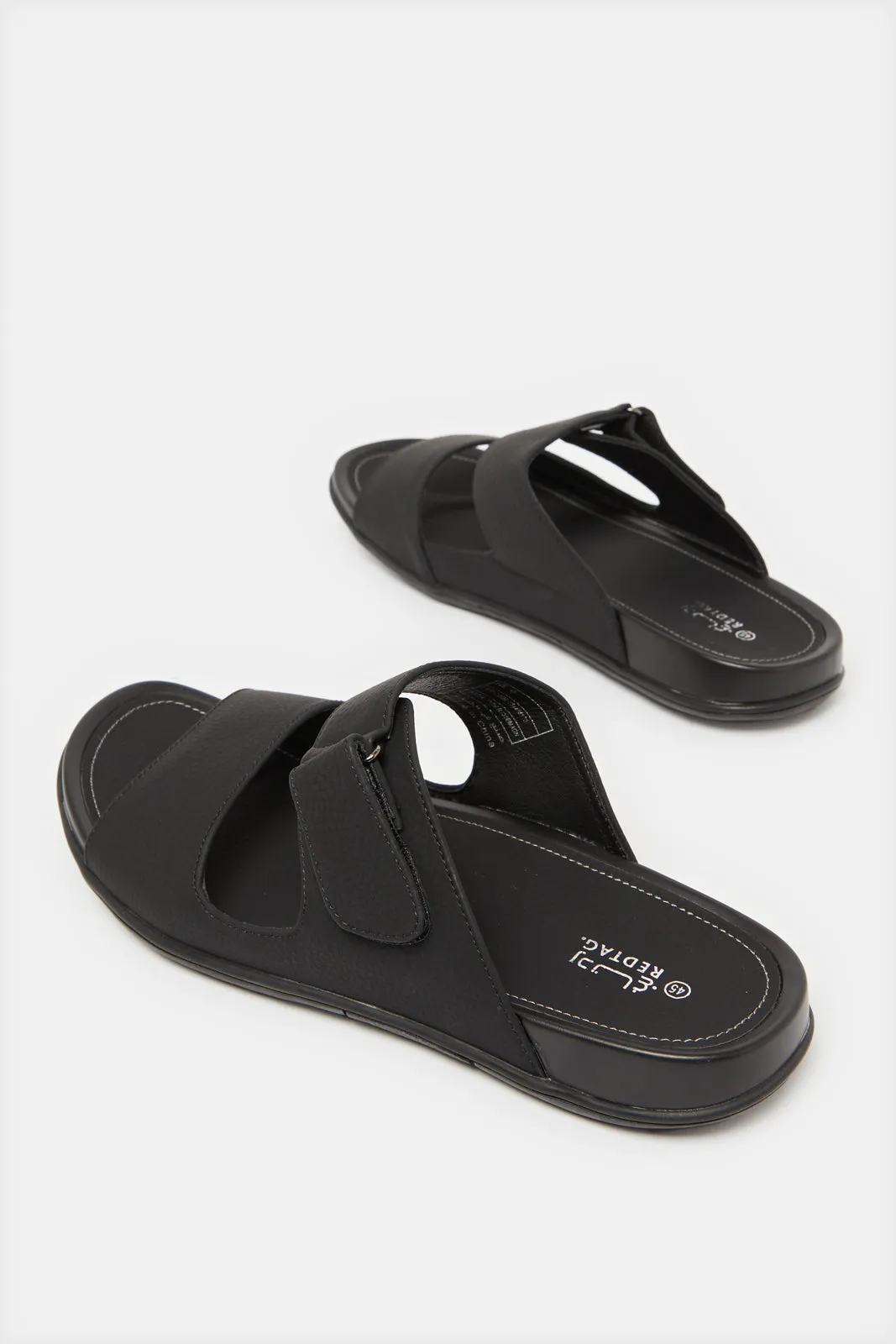 Men Black Velcro Sandals