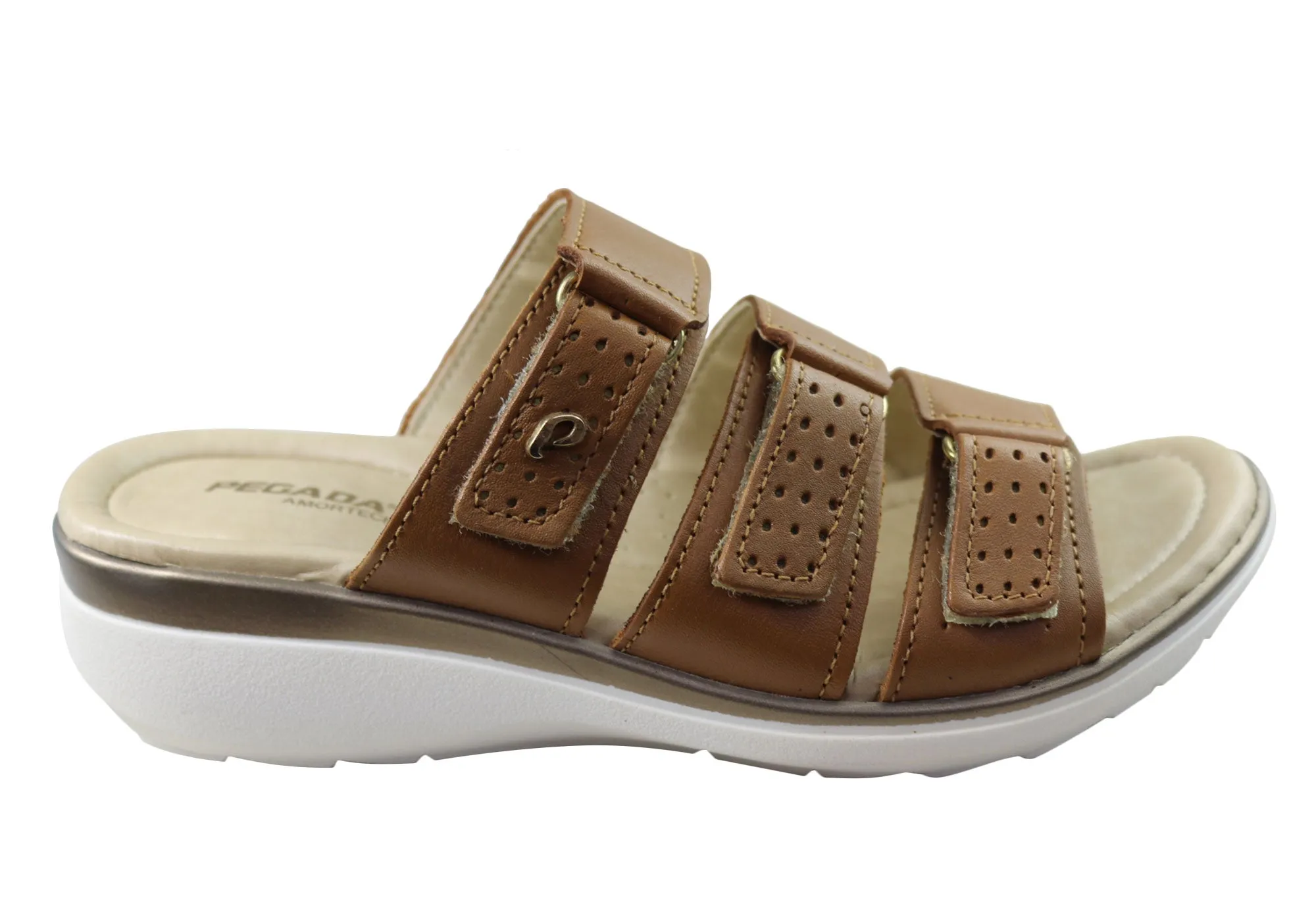 Pegada Treat Womens Comfort Leather Slides Sandals Made In Brazil