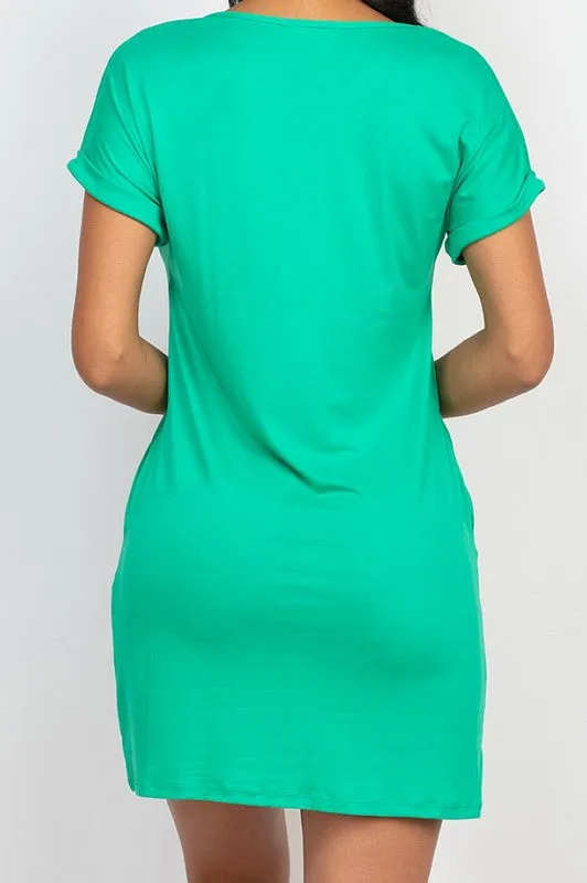 "Anna" T Shirt Dress- Kelly Green