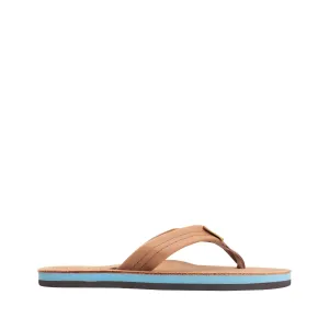 Rainbow Sandals Women's Single Layer Classic Leather Sandal, Tan/Blue