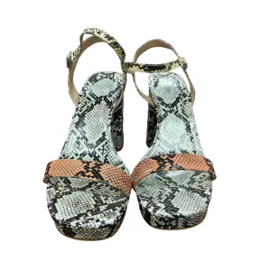 Snakeskin Print Sandals Heels Stiletto By Akira, Size: 8.5