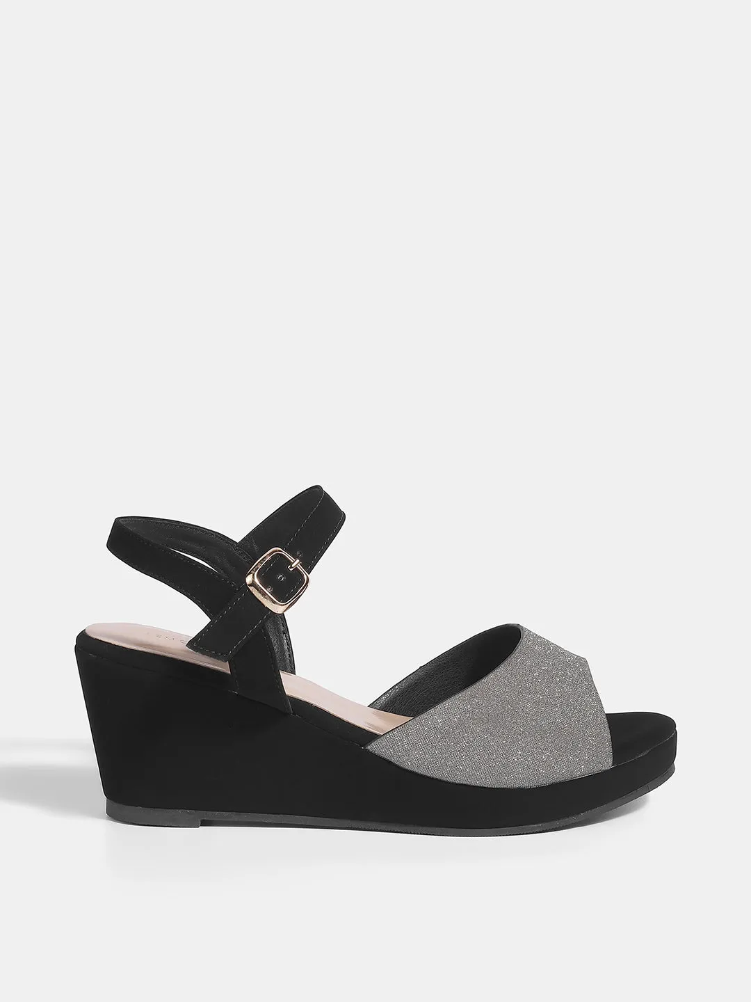 Stylish Open-Toe Wedge Sandals with Silver Accents