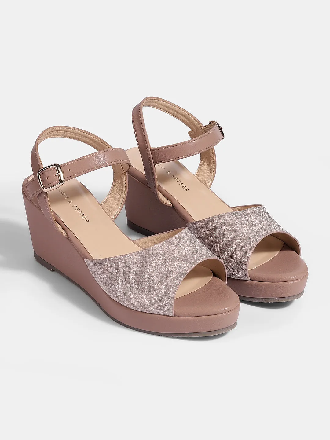 Stylish Open-Toe Wedge Sandals with Silver Accents