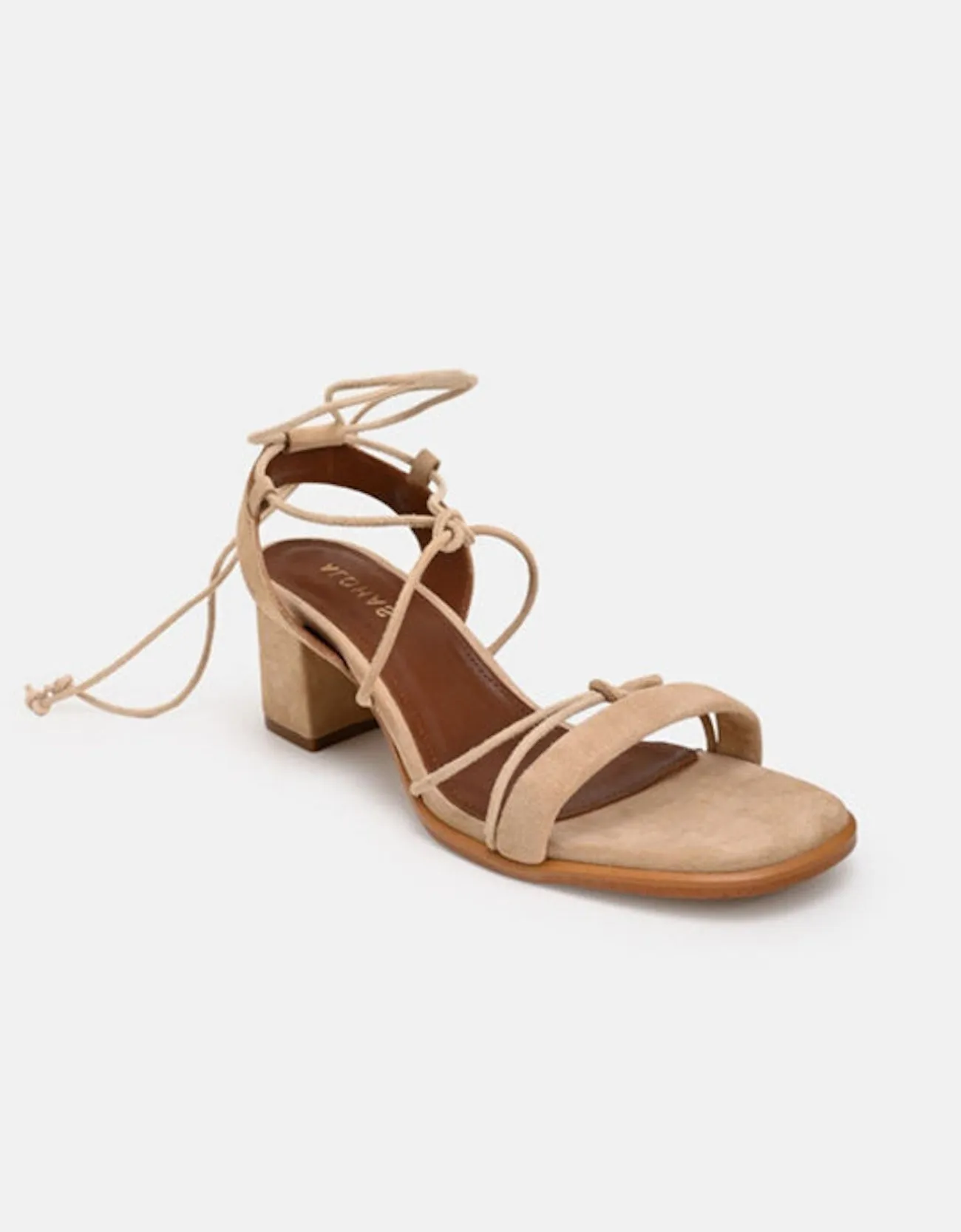 Suede Lace Sandals | Beige