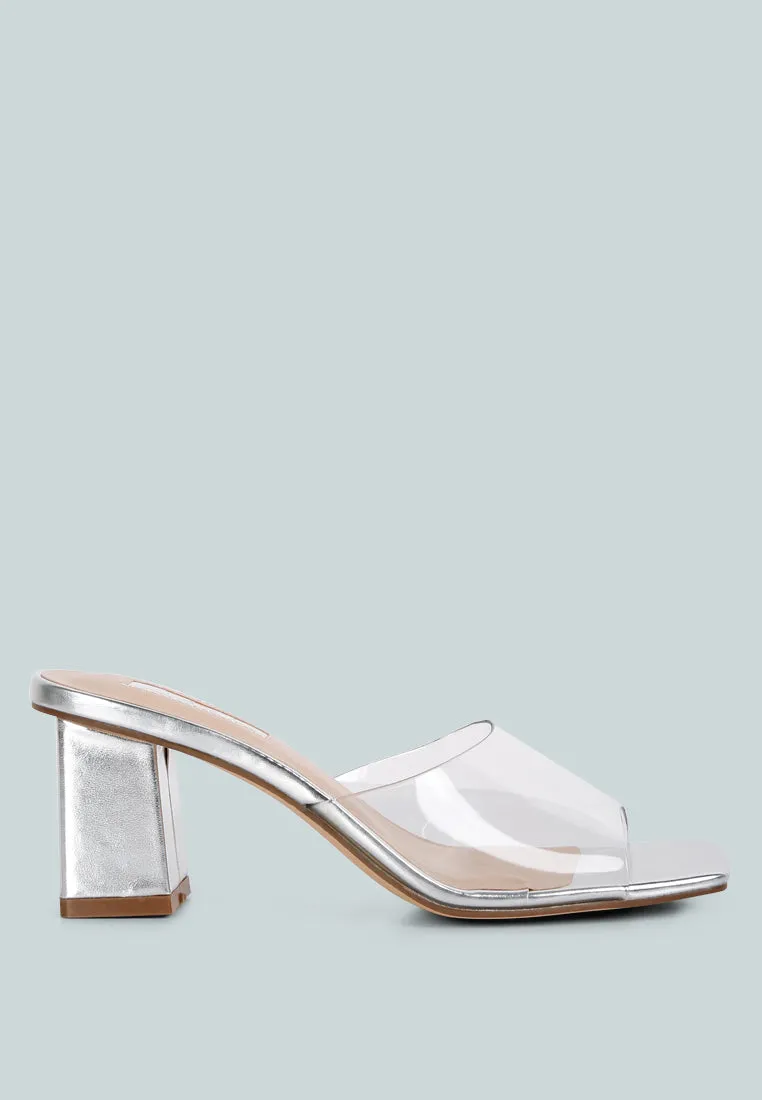 Sun Drop Translucent Strap Block Heel Sandals