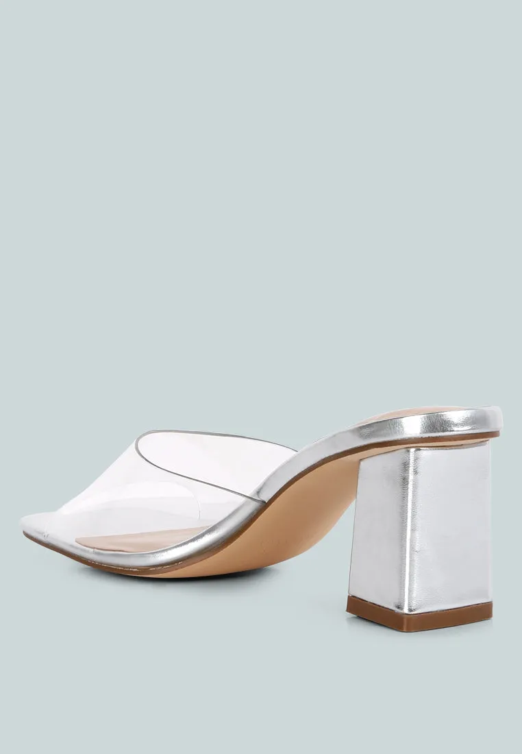 Sun Drop Translucent Strap Block Heel Sandals