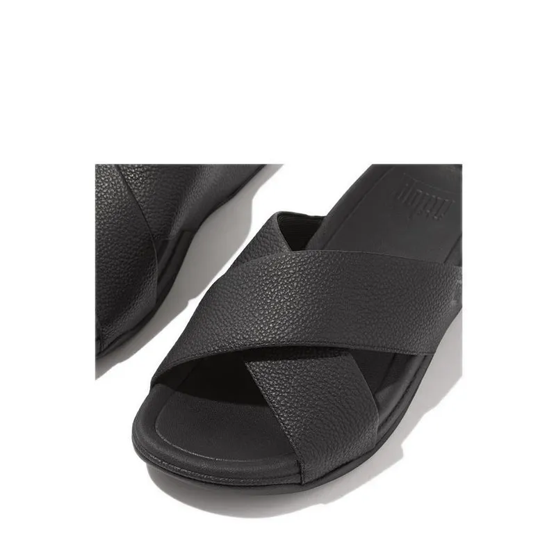 SURFER MENS TUMBLED-LEATHER CROSS SLIDES