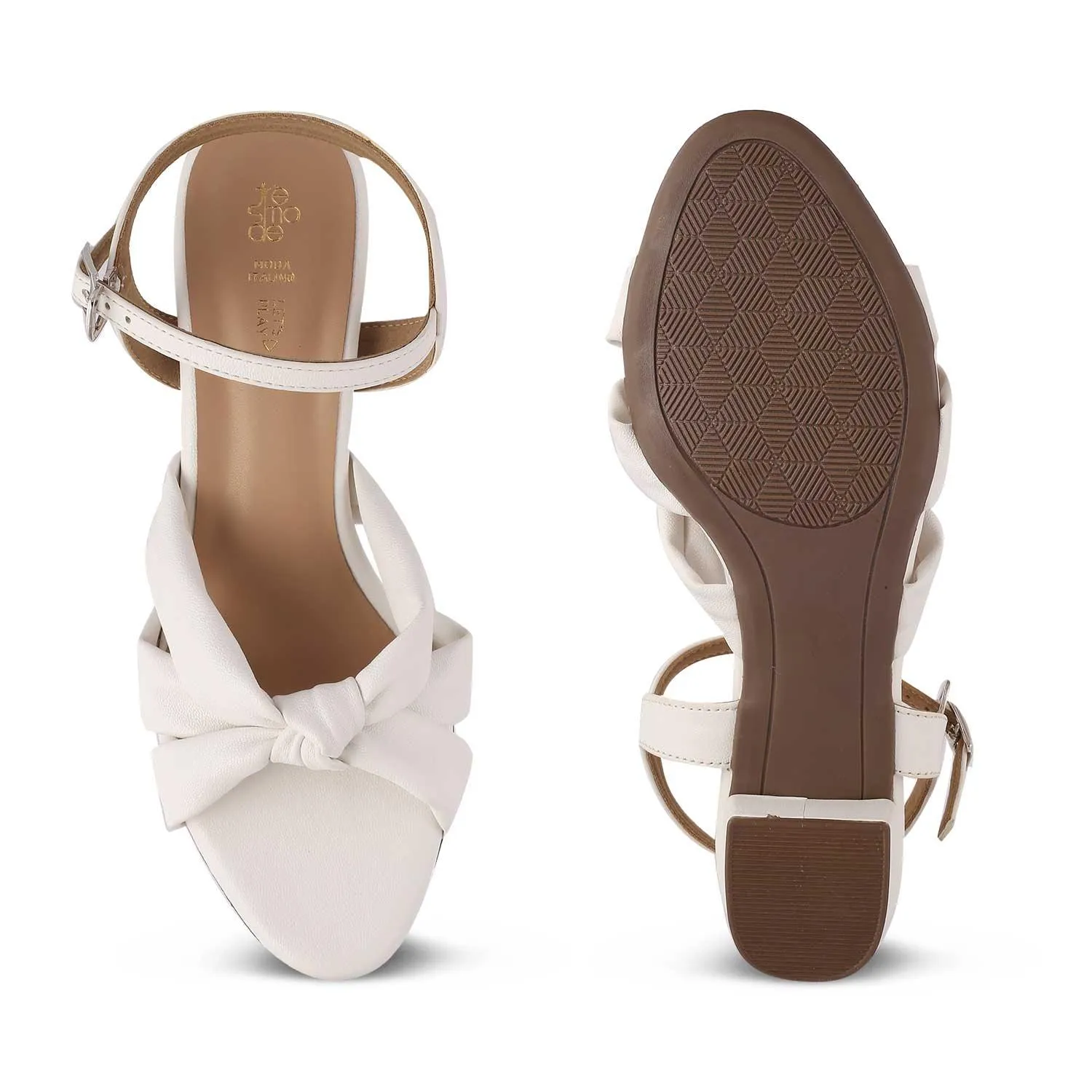 The Boem White Women's Dress Block Heel Sandals