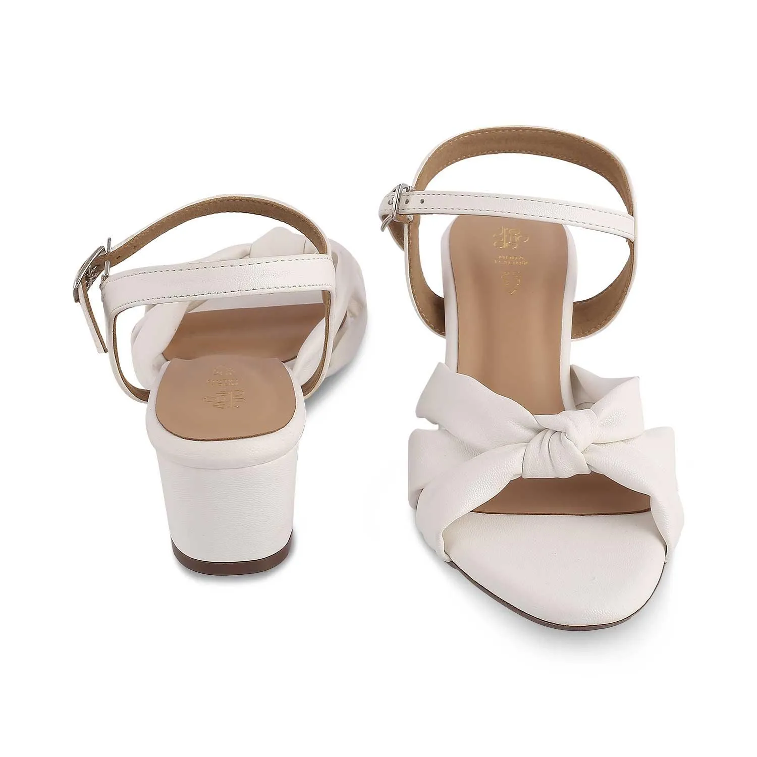 The Boem White Women's Dress Block Heel Sandals